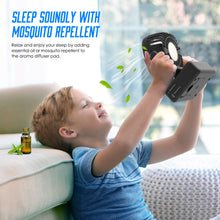 Load image into Gallery viewer, FRETREE Outdoor Desk Fan, Portable Battery Operated Camping Fan with LED Lantern, 5200mAh Battery, 140° Auto Oscillation, Natural Wind, and Hanging Hook for Home Office Outdoor Camping