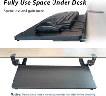 Load image into Gallery viewer, Keyboard Tray Under Desk Table Extender, Adjustable Height Keyboard Drawers & Keyboard Plantforms with Easy Installation Tools
