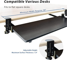 Load image into Gallery viewer, Keyboard Tray Under Desk Table Extender, Adjustable Height Keyboard Drawers & Keyboard Plantforms with Easy Installation Tools