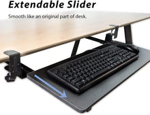 Load image into Gallery viewer, Keyboard Tray Under Desk Table Extender, Adjustable Height Keyboard Drawers & Keyboard Plantforms with Easy Installation Tools