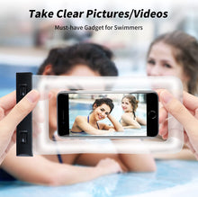 Load image into Gallery viewer, Waterproof Phone Bag IPX8 Cell Phone Pouch for Swimmers Divers Outdoor Beach Pool Shower Bath Hot Tub Water-activity, with Airbag Protection & Secure Lock, Compatible with iPhone/Samsung Galaxy up to 7.0 IN (2 PCs in Black)