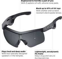 Load image into Gallery viewer, Sound Shades Smart Audio Sports Sunglasses with Lenses UV400 & Bluetooth Connectivity, for Men&Women, CVC 8.0 Noise Cancelling Clear Call, IP5 Waterproof, 5H for Travel/Sports, Black