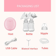 Load image into Gallery viewer, Electric Double Breastpump Portable Milk Saver - Handsfree Silicone Breastfeeding Pump Like a Comfort Massage, Baby Feeding and Breast Care, with USB Charging Cord (Pink)