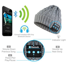 Load image into Gallery viewer, Men Women Bluetooth Beanie, Bluetooth 5.0 Wireless Winter Warm Knit Hats Cap, Mic and HD Speakers, Gifts for Outdoors Family Thanksgiving Christmas , Unisex Christmas Gift (Gray)