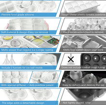 Load image into Gallery viewer, Ice Cube Trays, 3 Pack Food-Grade Silicone Ice Cube Trays Round Big Ice Balls Square Diamond Ice Cube Trays, Reusable and Easy Release Reusable for Chilling Whiskey Wine Cocktail (White)