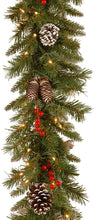 Load image into Gallery viewer, 18ft Christmas Garland with Battery Operated 50 LED Lights and Timer Snow Flocked Christmas Decorations Xmas Garland for Stairs Fireplaces Wall Door Xmas Garland