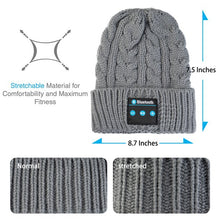 Load image into Gallery viewer, Men Women Bluetooth Beanie, Bluetooth 5.0 Wireless Winter Warm Knit Hats Cap, Mic and HD Speakers, Gifts for Outdoors Family Thanksgiving Christmas , Unisex Christmas Gift (Gray)