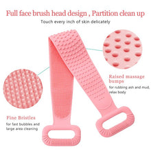 Load image into Gallery viewer, Silicone Back Scrubber for Shower, Super Long Bath Body Brush Easy to Clean Lathers Well Eco Friendly Long Lasting Comfortable Massage for Shower, Pink