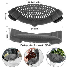 Load image into Gallery viewer, Kitchen Snap N Strain Pot Strainer and Pasta Strainer, Adjustable Silicone Clip On Strainer for Pots, Pans, and Bowls - Kitchen Colander, Gray