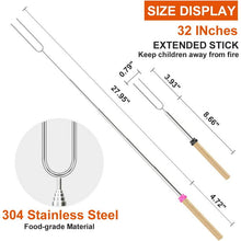 Load image into Gallery viewer, 12 Pcs Roasting Sticks Wooden Handle, Extendable Stainless Steel Marshmallow Roasting Sticks Telescoping Forks, Campfire Sticks, 32in Smores Sticks, Telescoping Skewers for Campfire, BBQ