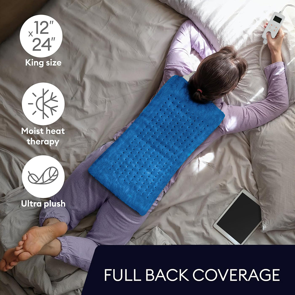 33"x17" Heating Pad, Portable Heating Pad for Shoulder, Neck, Cramp, Menstrual Pain, with Upgraded 3 Timer & 6 Temperature Controller, Blue
