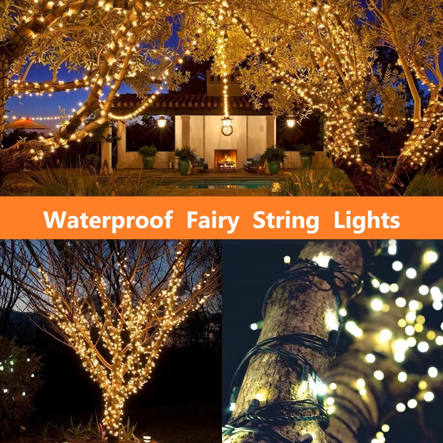 4 Pack Christmas Tree String Lights Christmas Fairy Lights Warm White LED with 8 Modes Battery Operated Indoor Outdoor Waterproof Lights