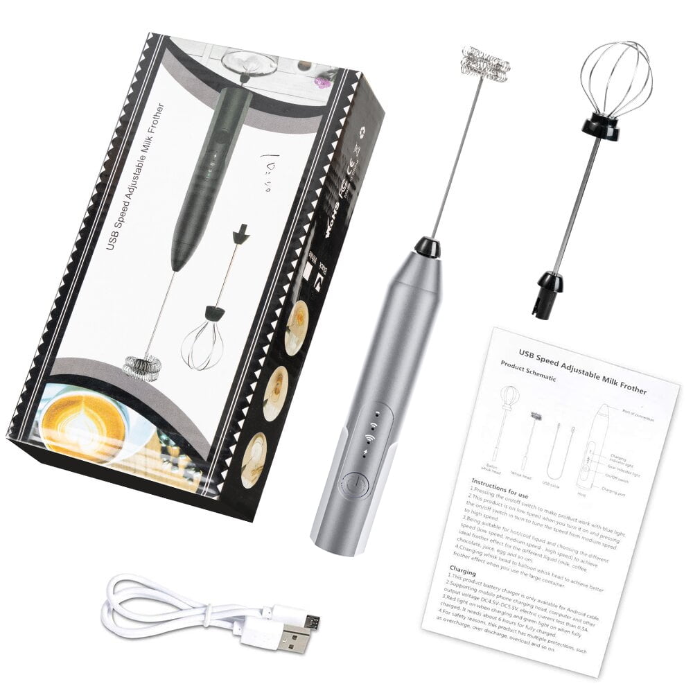 Uncahome Milk Frother Wand Drink Mixer - Handheld Milk Frother Electric Whisk - Easy-Clean Stainless Steel Frother Wand & Mini Blender - Electric Coffee Frother for Milk Coffee Lattes