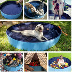 Silensys Pet Dog Pool Bath Swimming Tub Kiddie Pool, 63 x 12 inch Collapsible Foldable Portable for Dogs Cats and Kids Blue