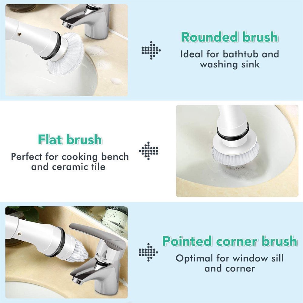 Cosmonic Electric Spin Scrubber, Power Scrubber Cordless High Rotation Handheld Bathroom Scrubber Rechargeable with 3 Replaceable Cleaning Brush Heads for Cleaning Tub, Tile, Floor, Sink, Wall, Window