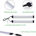 Kibhous 6 Pcs LED Under Cabinet Lights Rigid Bar Kit, Can Plugged or Directly Connected to an LED Driver, Super Bright Connectable Lighting Strip Suitable for Kitchen Cabinets, Counters, Cold White