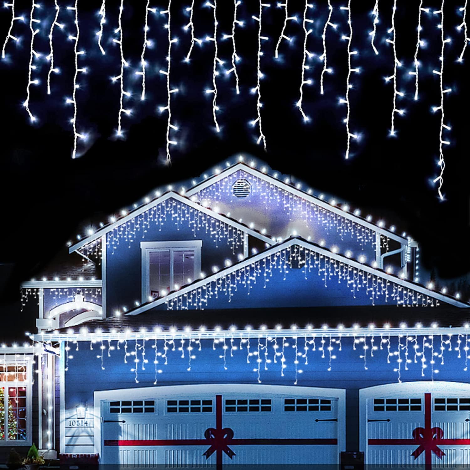 Aedavey 33ft 400 LED Outdoor String Lights White Fairy Lights Led Icicle Christmas Lights Plug-in for Christmas Party, Holiday, Wedding Decorations (Cool White)