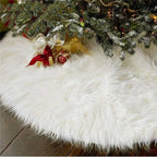 48inch Christmas Tree Skirt Fur Xmas Tree Skirt Christmas Decorations Holiday Tree Ornaments Tree Mat Base Cover for Christmas Home Party Decorations, White