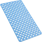 Bathroom Non Slip Shower Mat, 30L x 17W Inch Super Soft PVC Bath Mat with Suction Cup, Soft Bathroom Mat with Drain Hole, Blue