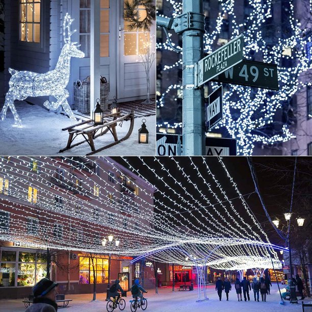 Aedavey 33ft 400 LED Outdoor String Lights White Fairy Lights Led Icicle Christmas Lights Plug-in for Christmas Party, Holiday, Wedding Decorations (Cool White)
