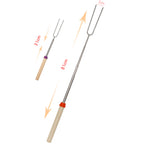 12 Pcs Roasting Sticks Wooden Handle, Extendable Stainless Steel Marshmallow Roasting Sticks Telescoping Forks, Campfire Sticks, 32in Smores Sticks, Telescoping Skewers for Campfire, BBQ