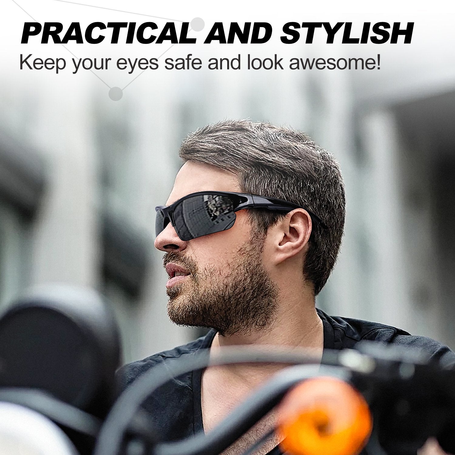 Sunglasses Polarized Rimless Sports Cycling Sunglasses for Running Golf Fishing Hiking Baseball Black