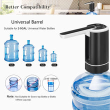 Load image into Gallery viewer, Uncahome Water Pump for 5 Gallon Bottle, Rechargeable Portable Electric Water Bottle Dispenser, Foldable Automatic Water Jug Pump for for Home, Office &amp; Camping (Black)
