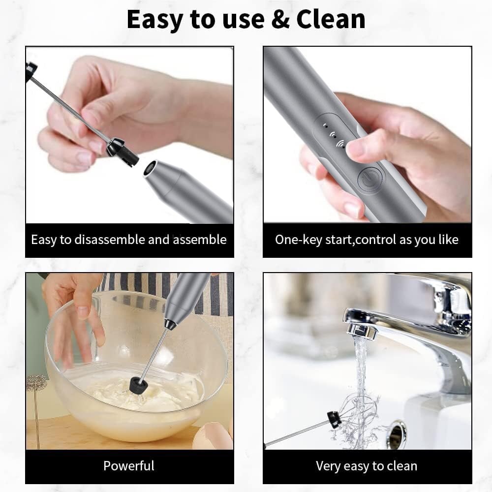 Uncahome Milk Frother Wand Drink Mixer - Handheld Milk Frother Electric Whisk - Easy-Clean Stainless Steel Frother Wand & Mini Blender - Electric Coffee Frother for Milk Coffee Lattes