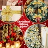 Funsmile 2 Pack Gold Christmas Ribbon Fairy Lights,100 LED 16ft Lights Fairy Strings Lights, Ribbon Bows Lights for Weddings New Year Christmas Tree Decorations