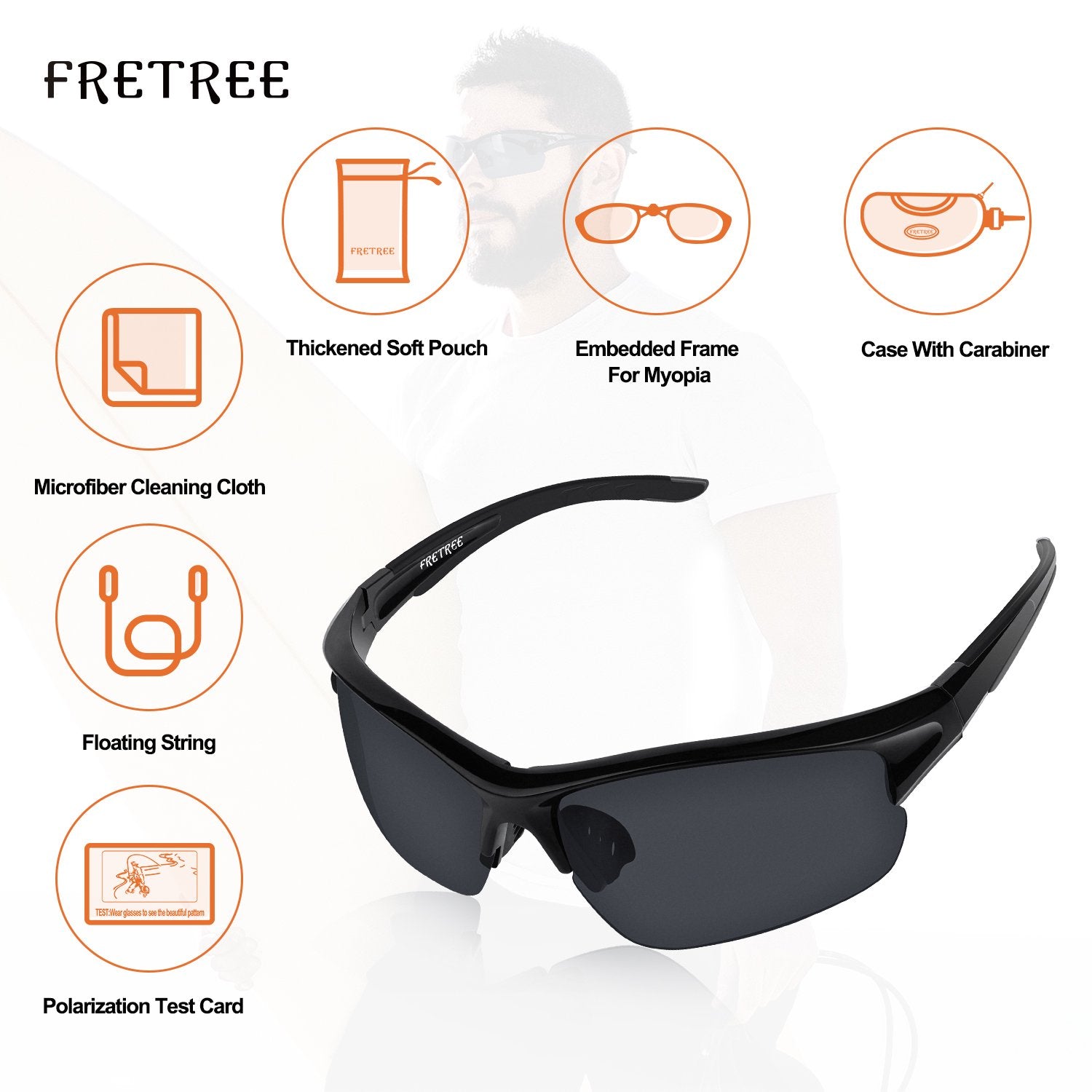 Sunglasses Polarized Rimless Sports Cycling Sunglasses for Running Golf Fishing Hiking Baseball Black