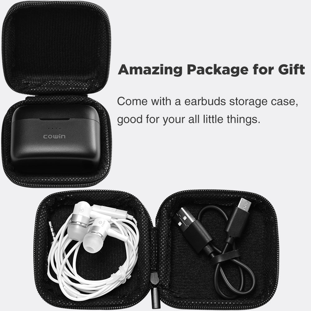 KY02 True Wireless Earbuds Bluetooth Headphones Touch Control IPX5 Waterproof Stereo Extra Bass Earphones Built-in Mic Headset with Charging Case Black