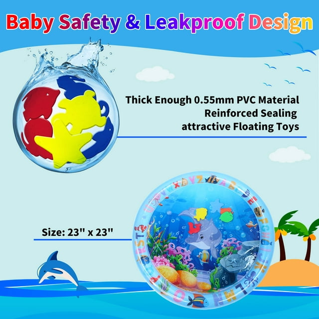 Swtroom Tummy Time Water Mat, Water Play Mat for Babies Inflatable Activity Center, Infant Baby Water Mat for Newborn Infant Toddler Boy Girl, Promote Baby's Growth