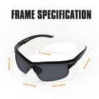 Sunglasses Polarized Rimless Sports Cycling Sunglasses for Running Golf Fishing Hiking Baseball Black