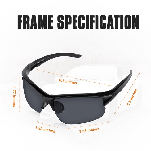 Sunglasses Polarized Rimless Sports Cycling Sunglasses for Running Golf Fishing Hiking Baseball Black