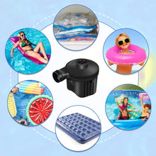 Load image into Gallery viewer, Cowin Electric Air Pump Portable Quick-Fill Pump 110V AC / 12V with 3 Nozzles Perfect Inflator/Deflator Pumps for Outdoor Camping, Inflatable Cushions, Air Mattress Beds, Boats, Swimming Ring, Black
