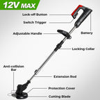 Cordless Electric Lawn Trimmer Weed Wacker - 21V Grass Trimmer Lawn Edger with 2.0Ah Li-Ion Battery Powered and 3 Types Cutting Blade, Tool for Lawn Care and Garden Yard Work