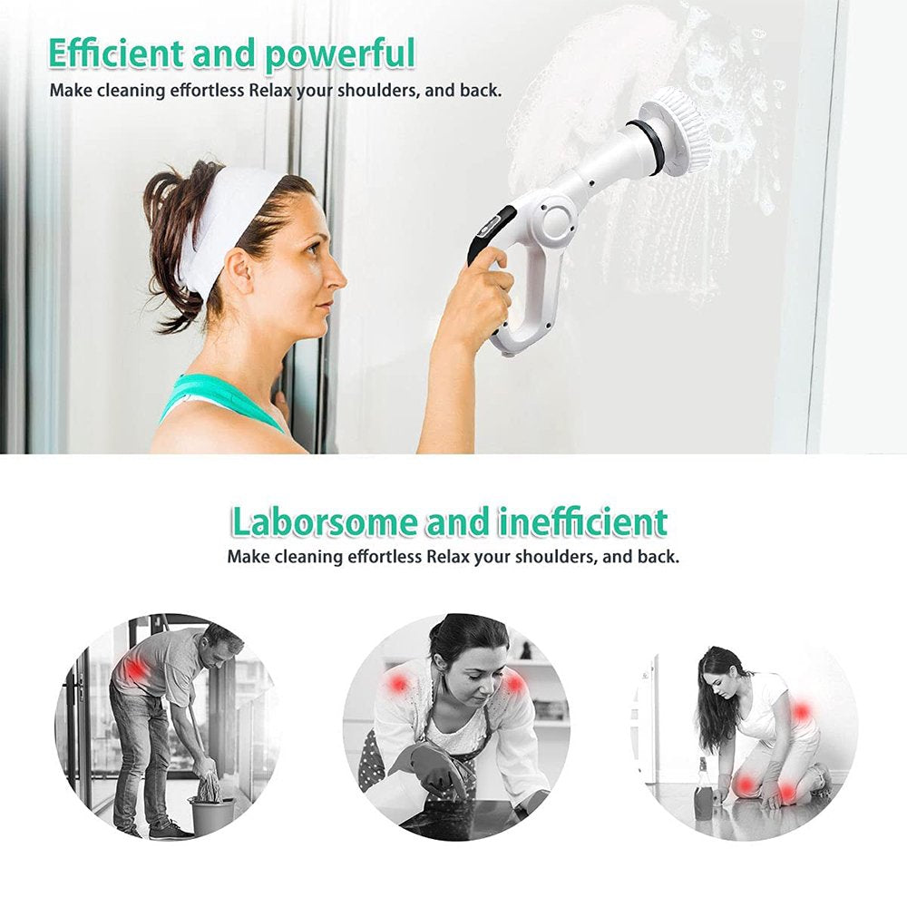 Cosmonic Electric Spin Scrubber, Power Scrubber Cordless High Rotation Handheld Bathroom Scrubber Rechargeable with 3 Replaceable Cleaning Brush Heads for Cleaning Tub, Tile, Floor, Sink, Wall, Window