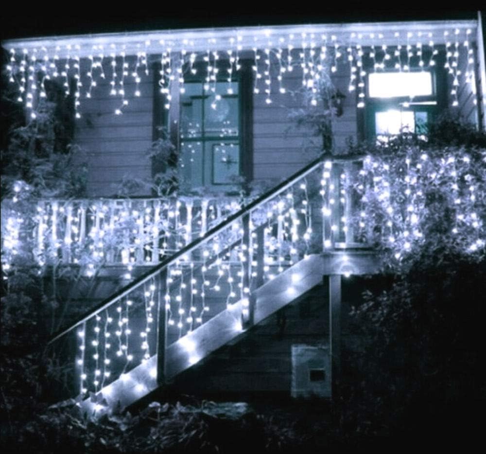 360 LED Christmas Icicle Lights, 29.5 FT 8 Modes Curtain Fairy Icicle String Lights with 60 Drops, Led Christmas Twinkle Lights for Holiday, Party, Wedding, Eaves, Christmas Decorations, White