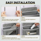 2 Pack 4-Shelf Over Door Hanging Organizer, Wall Mount Storage for Bedroom, Hanging Closet Organizer with Clear Window and Large Capacity PVC Pocket for Home Storage, Grey