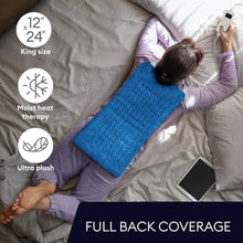 Load image into Gallery viewer, 33&quot;x17&quot; Heating Pad for Back Relief, Portable Heating Pad for Shoulder, Neck, with Upgraded 3 Timer &amp; 6 Temperature Controller, Blue
