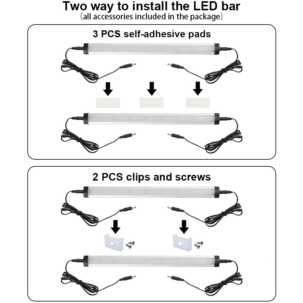 Kibhous 6 Pcs LED Under Cabinet Lights Rigid Bar Kit, Can Plugged or Directly Connected to an LED Driver, Super Bright Connectable Lighting Strip Suitable for Kitchen Cabinets, Counters, Cold White