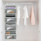 2 Pack 4-Shelf Over Door Hanging Organizer, Wall Mount Storage for Bedroom, Hanging Closet Organizer with Clear Window and Large Capacity PVC Pocket for Home Storage, Grey