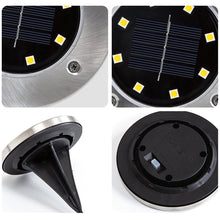Load image into Gallery viewer, Cowin 8 Pack Solar Ground Lights 8 LED Solar Lights Outdoor Solar Powered Garden Lights Waterproof in-Ground Disk Lights for Patio Pathway Garden Lawn Yard Driveway Deck Walkway
