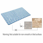 Bathroom Non Slip Shower Mat, 30L x 17W Inch Super Soft PVC Bath Mat with Suction Cup, Soft Bathroom Mat with Drain Hole, Blue
