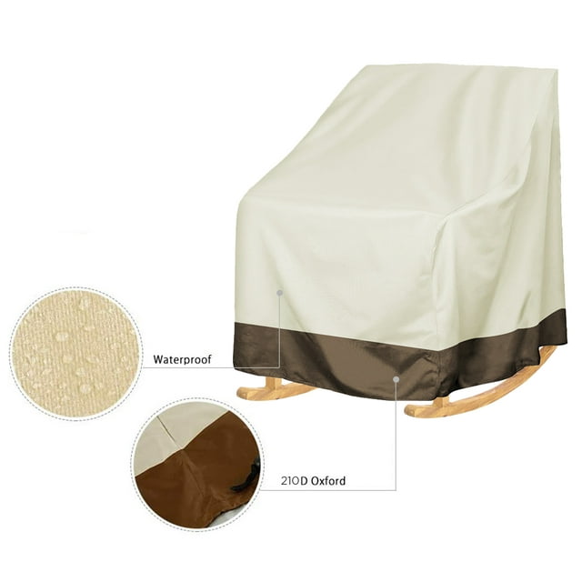 2 Pcs Outdoor Rocker Patio Chair Cover, 420D Waterproof, Furniture Protector Weather & UV Resistant, Beige