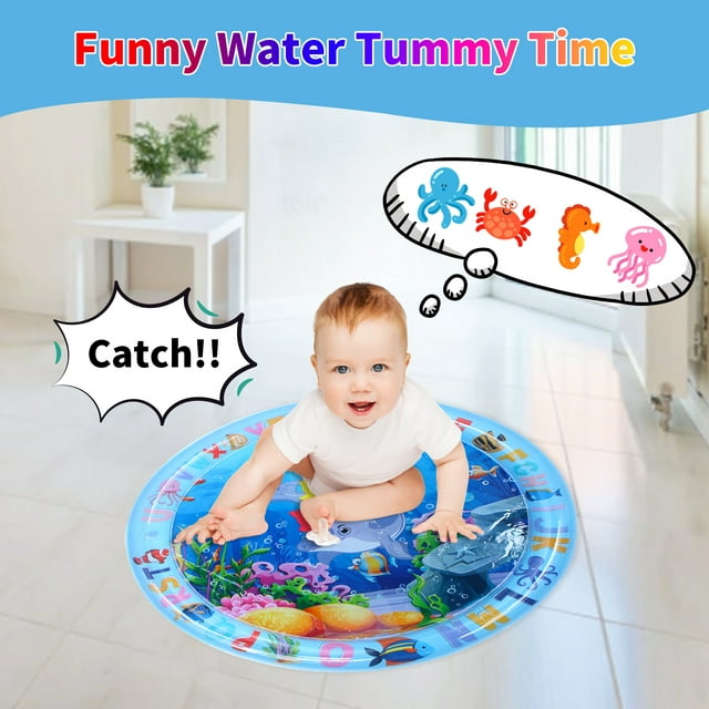 Swtroom Tummy Time Water Mat, Water Play Mat for Babies Inflatable Activity Center, Infant Baby Water Mat for Newborn Infant Toddler Boy Girl, Promote Baby's Growth