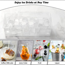 Load image into Gallery viewer, Ice Cube Trays with Lid and Bin, 4 Pack Easy Release Silicone Reusable Stackable with Covers for Freezer Cocktail Whiskey Coffee

