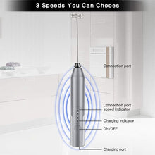 Load image into Gallery viewer, Kibhous Milk Frother Wand Drink Mixer - Handheld Milk Frother Electric Whisk - Easy-Clean Stainless Steel Frother Wand &amp; Mini Blender - Electric Coffee Frother for Milk Coffee Lattes
