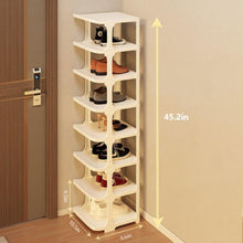 Load image into Gallery viewer, 8 Tiers Flexible Combination Shoe Rack, Shoe Organizer for Closet, Free Standing Small Shoe Shelf Plastic Stackable Shoe Rack Storage Organizer White
