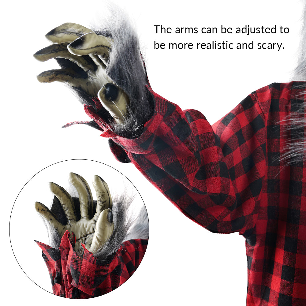5Ft Standing Werewolf Large Halloween Decorations Outdoor Scary Decorations Halloween Motion Activated Werewolf with LED Eyes & Sound
